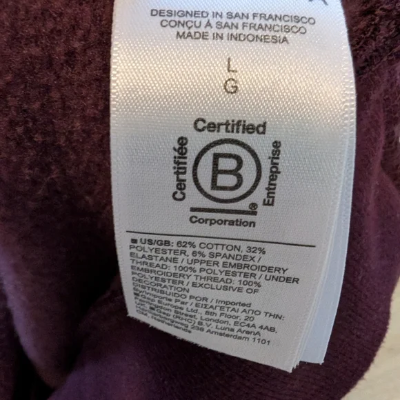 Athleta Retroplush Hoodie Sweatshirt in purple with an Alya Floral design Size L - Picture 6 of 6